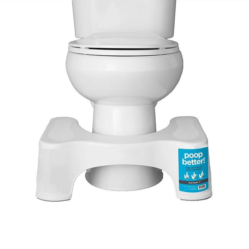 slide 5 of 5, Squatty Potty 7" The Original Bathroom Toilet Stool White : Microfiber, Machine Washable, Non-Slip Backing, 1 ct