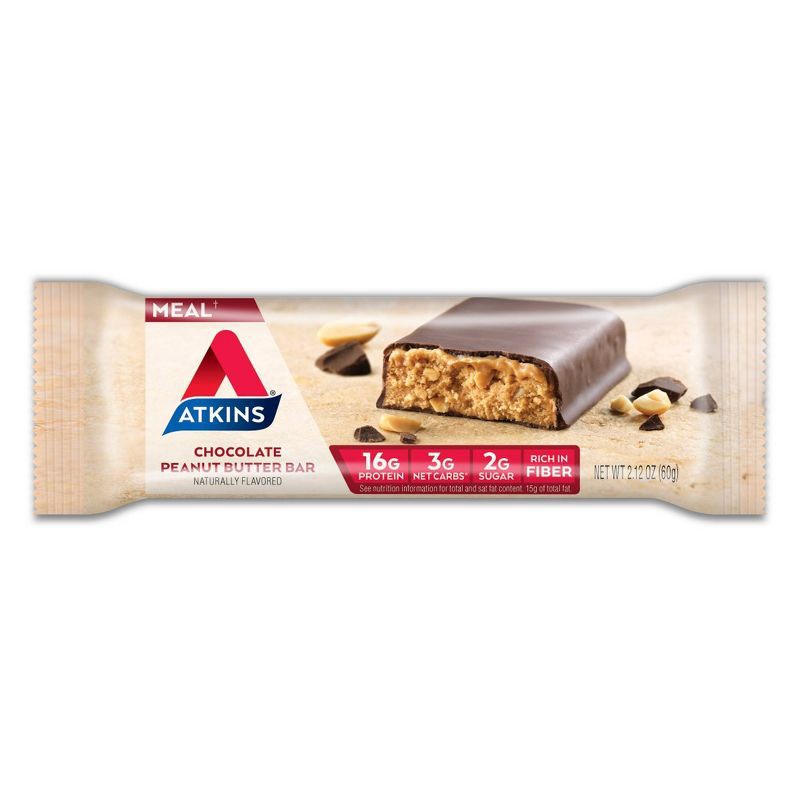 slide 2 of 6, Atkins Chocolate Peanut Butter Protein Meal Bar Value Pack - 8ct/16.9oz, 8 ct; 16.9 oz