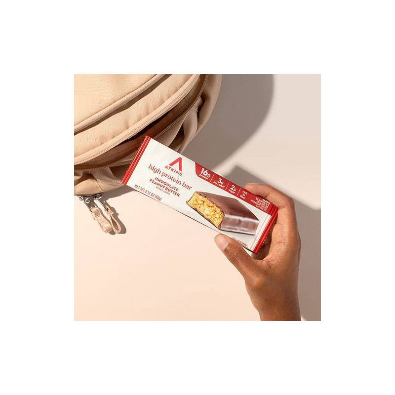 slide 5 of 8, Atkins 3g Net Carbs Chocolate Peanut Butter Flavored Whey Hight Protein Isolate Bars - 16g Protein - 16.9oz/8ct, 8 ct; 16.9 oz