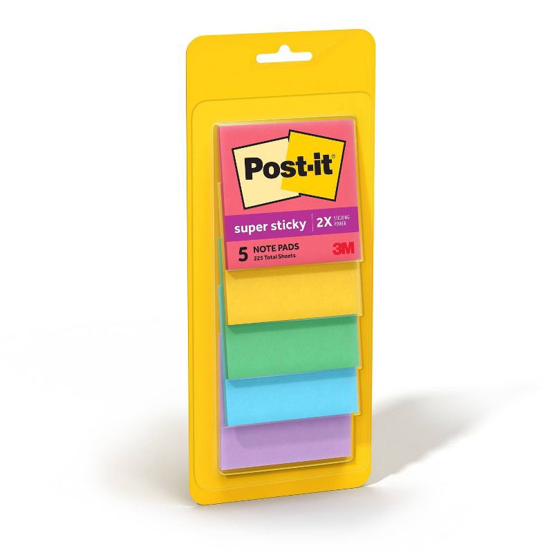 slide 2 of 23, Post-it 5pk 3" x 3" Super Sticky Notes 45 Sheets/Pad - Marrakesh Collection: Multicolor Office Supplies, Art & Design, 5 ct, 45 sheets