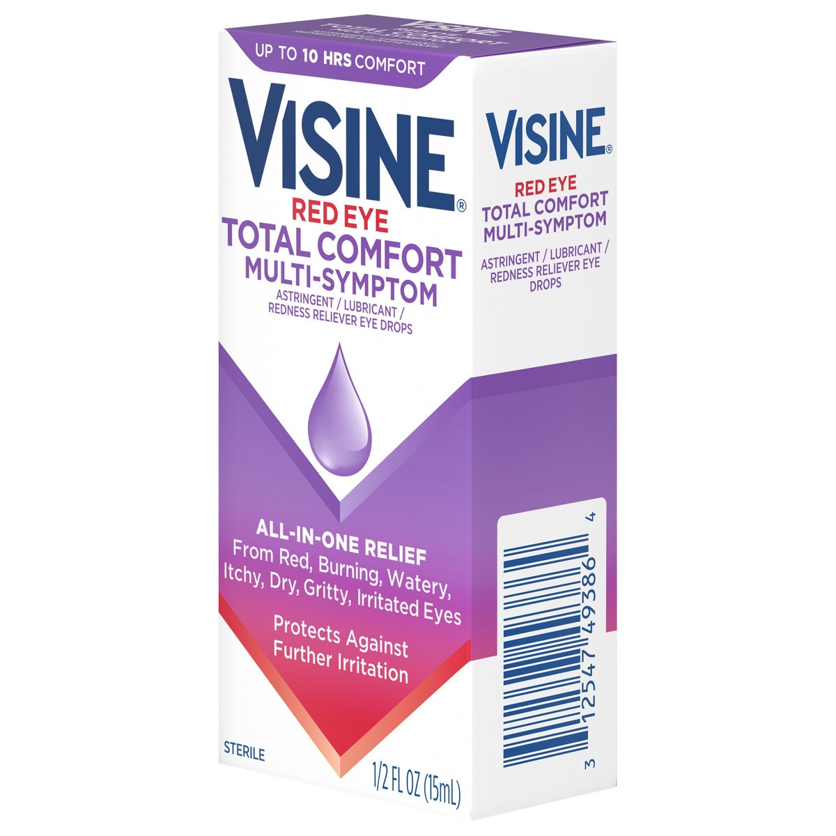 slide 3 of 7, Visine Red Eye Total Comfort Multi-Symptom Astringent, Lubricant and Redness Reliever Eye Drops, 0.5 Fl. Oz, 0.5 fl oz