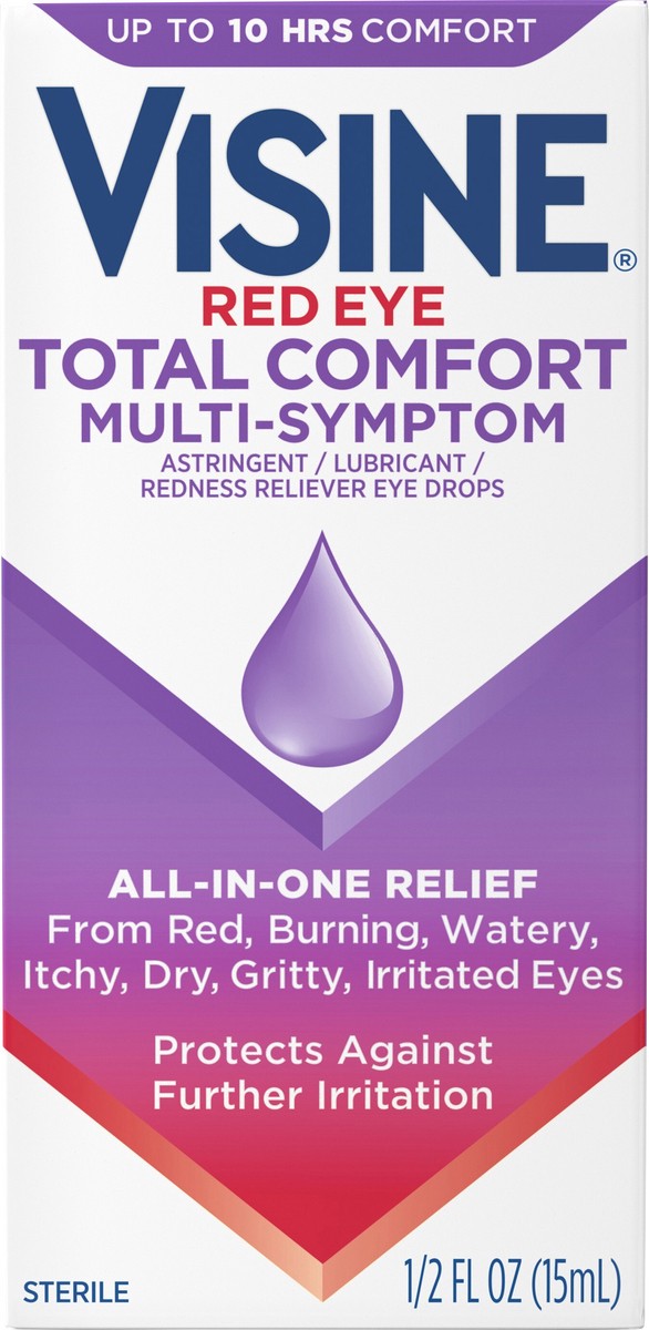 slide 2 of 7, Visine Red Eye Total Comfort Multi-Symptom Astringent, Lubricant and Redness Reliever Eye Drops, 0.5 Fl. Oz, 0.5 fl oz