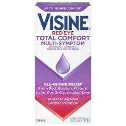 Visine Red Eye Total Comfort Multi-Symptom Astringent, Lubricant and Redness Reliever Eye Drops, 0.5 Fl. Oz