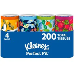 Kleenex On the Go Perfect Fit Facial Tissue - 4pk/200ct: Cylinder, No Fragrance Added, Dye-Free