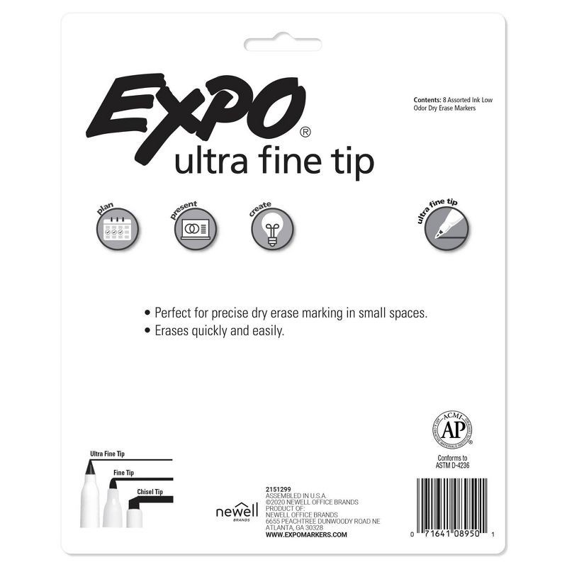 slide 7 of 7, Expo 8pk Dry Erase Markers Ultra Fine Tip Multicolored, 8 ct