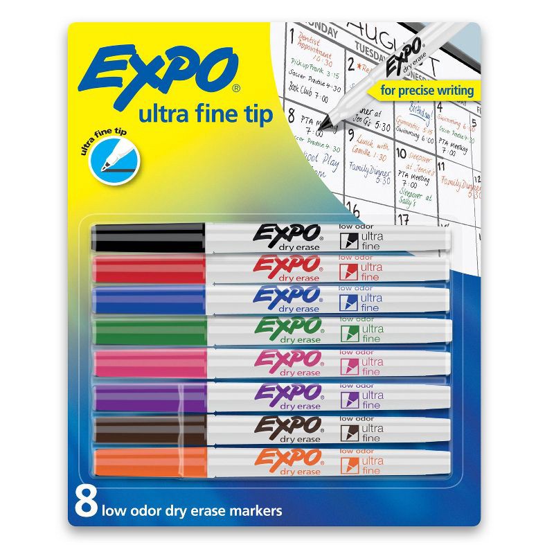 slide 1 of 7, Expo 8pk Dry Erase Markers Ultra Fine Tip Multicolored, 8 ct