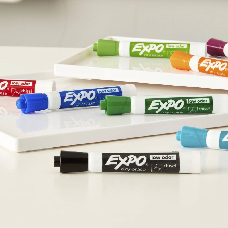 slide 7 of 9, Expo 9pk Dry Erase Marker Starter Set with Eraser & Fine/Ultra Fine/Chisel Tips Multicolored, 9 ct