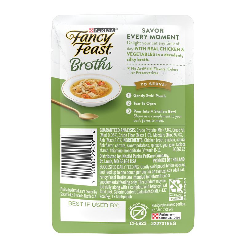 slide 3 of 6, Purina Fancy Feast Lickable Broths Classic Wet Cat Food with Chicken Flavor - 1.4oz, 1.4 oz