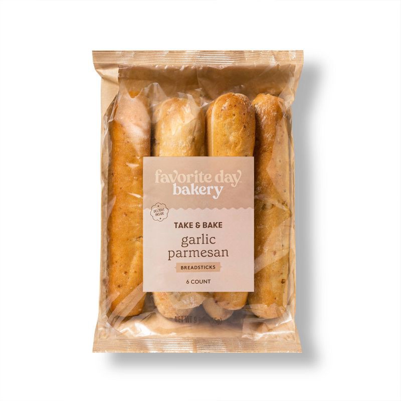 slide 1 of 3, Take & Bake Garlic Parmesan Breadsticks - 9oz/6ct - Favorite Day™, 6 ct; 9 oz