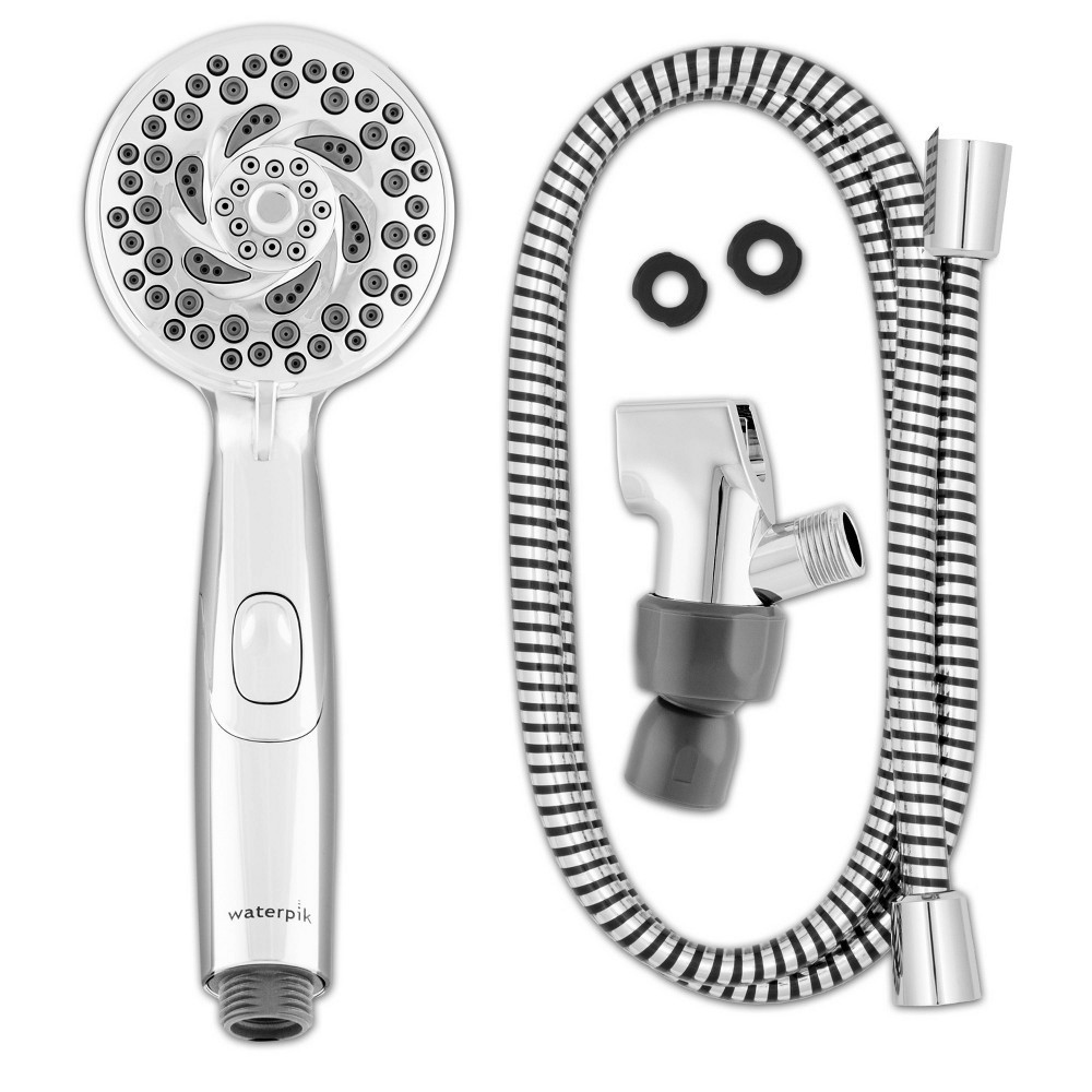 slide 3 of 8, PowerSpray 6 Hand Held Shower Head 6-Mode Chrome - Waterpik, 1 ct
