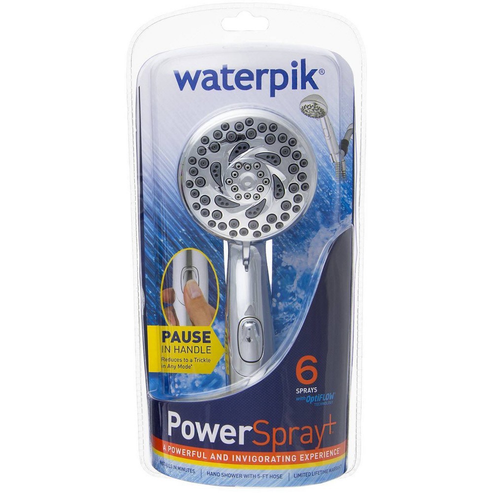 slide 6 of 8, PowerSpray 6 Hand Held Shower Head 6-Mode Chrome - Waterpik, 1 ct