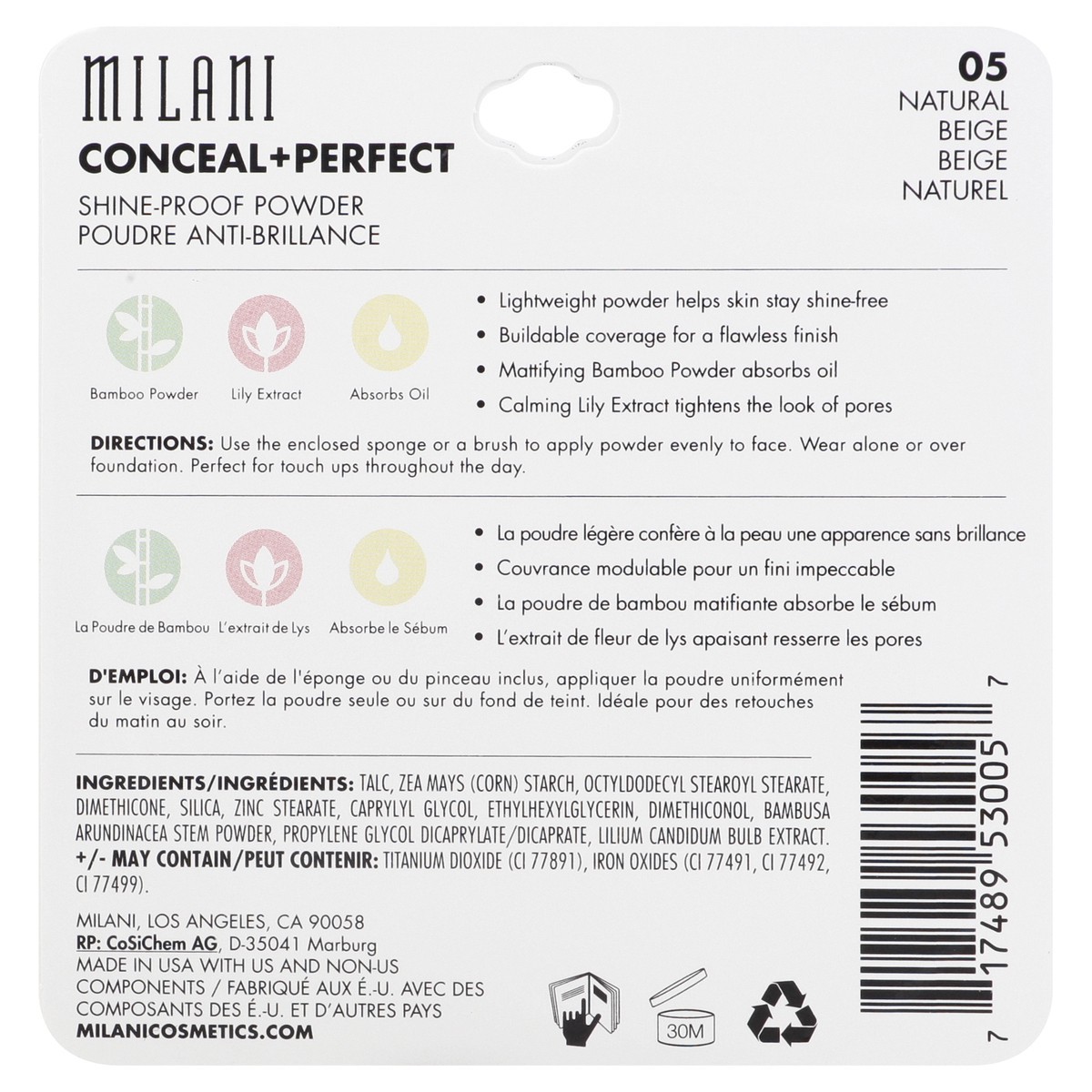 slide 8 of 12, Milani Conceal + Perfect Natural 05 Shine-Proof Powder Shine-Proof Powder 0.43 oz, 0.43 oz