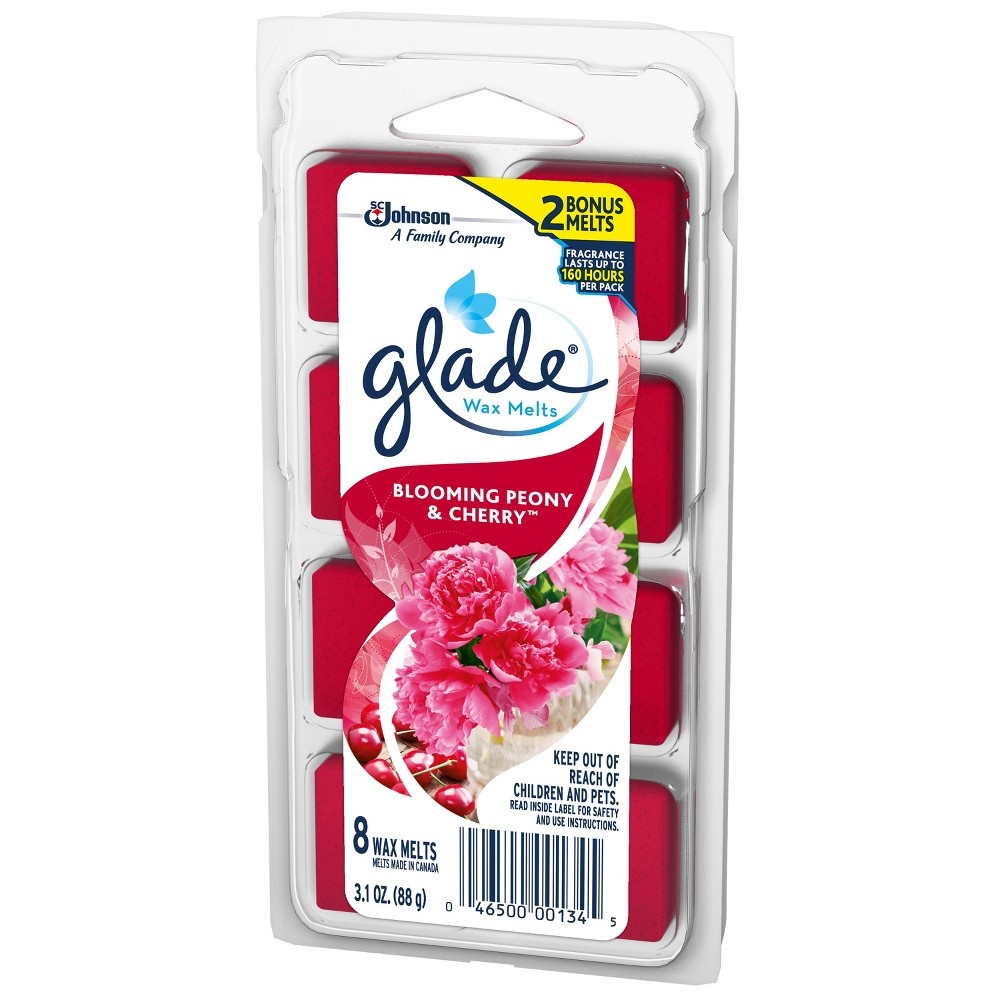 slide 2 of 5, Glade Wax Melts Air Freshener Refill, Blooming Peony & Cherry, 8 ct; 3.1 oz