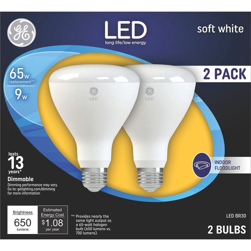 slide 1 of 3, GE Household Lighting GE Soft 2pk 65W LED Light Bulbs, 2 ct