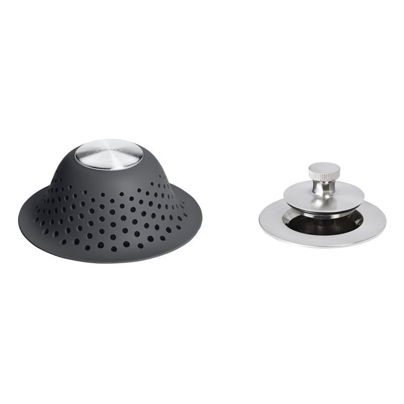 slide 5 of 5, OXO Shower and Bath Tub Drain Protector Gray, 1 ct