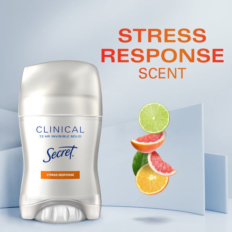 slide 6 of 11, Secret Clinical Strength Invisible Solid Antiperspirant & Deodorant for Women - Stress Response - 1.6oz, 1.6 oz