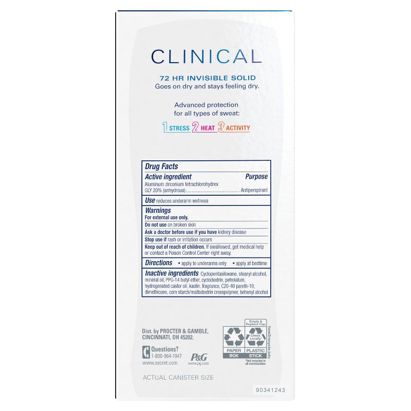 slide 11 of 11, Secret Clinical Strength Invisible Solid Antiperspirant & Deodorant for Women - Stress Response - 1.6oz, 1.6 oz