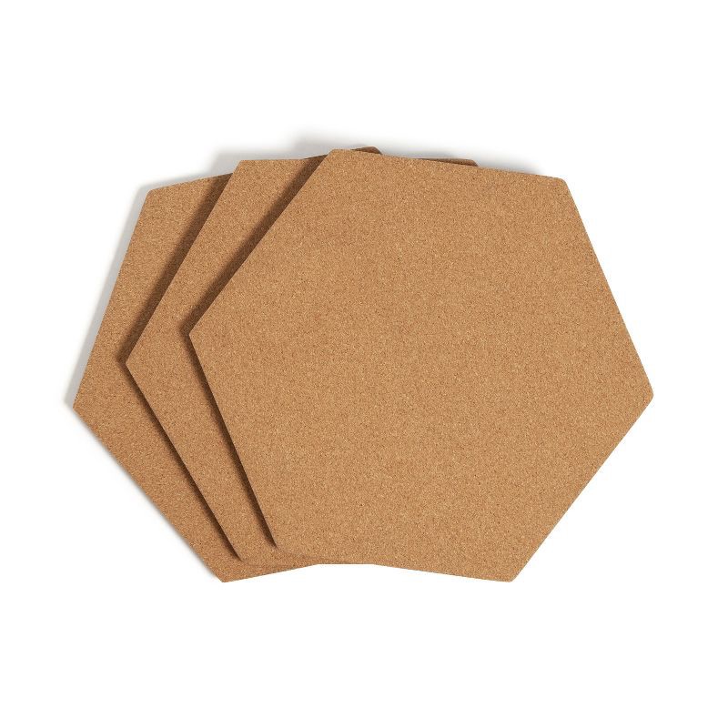 slide 1 of 8, U Brands 3ct Hexagon Cork Bulletin Board Tiles: Small Corkboard for Wall, Dorm Bulletin Board, 11.5" x 10.25", Brown, 3 ct