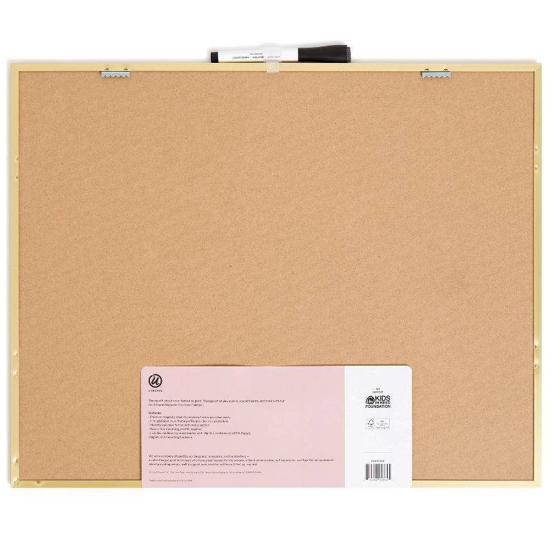 slide 2 of 5, U Brands 16"x20" Dry Erase Calendar Board Gold, 1 ct