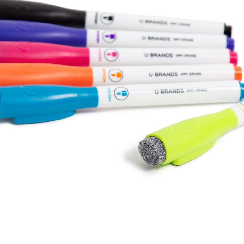 slide 5 of 6, U Brands 6ct Magnetic Dry Erase Markers with Eraser Cap, 6 ct