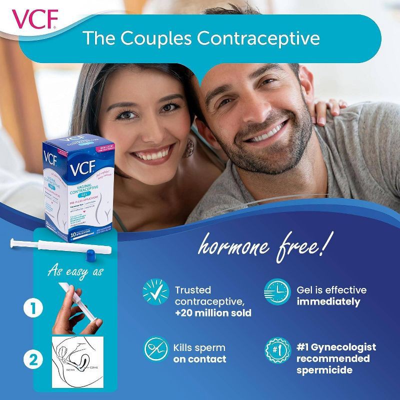 slide 5 of 7, VCF Contraceptive Fragrance free Gel Pre-Filled Applicators - 10ct, 10 ct