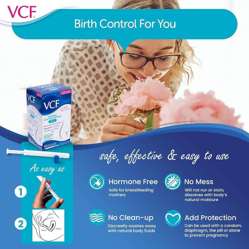 slide 6 of 7, VCF Contraceptive Fragrance free Gel Pre-Filled Applicators - 10ct, 10 ct