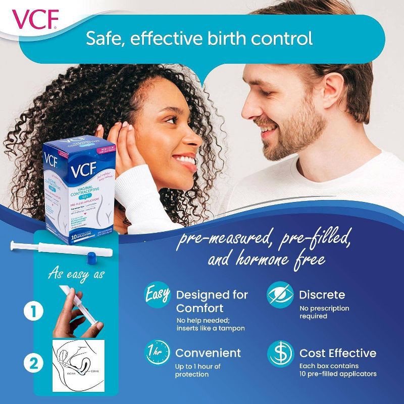 slide 7 of 7, VCF Contraceptive Fragrance free Gel Pre-Filled Applicators - 10ct, 10 ct