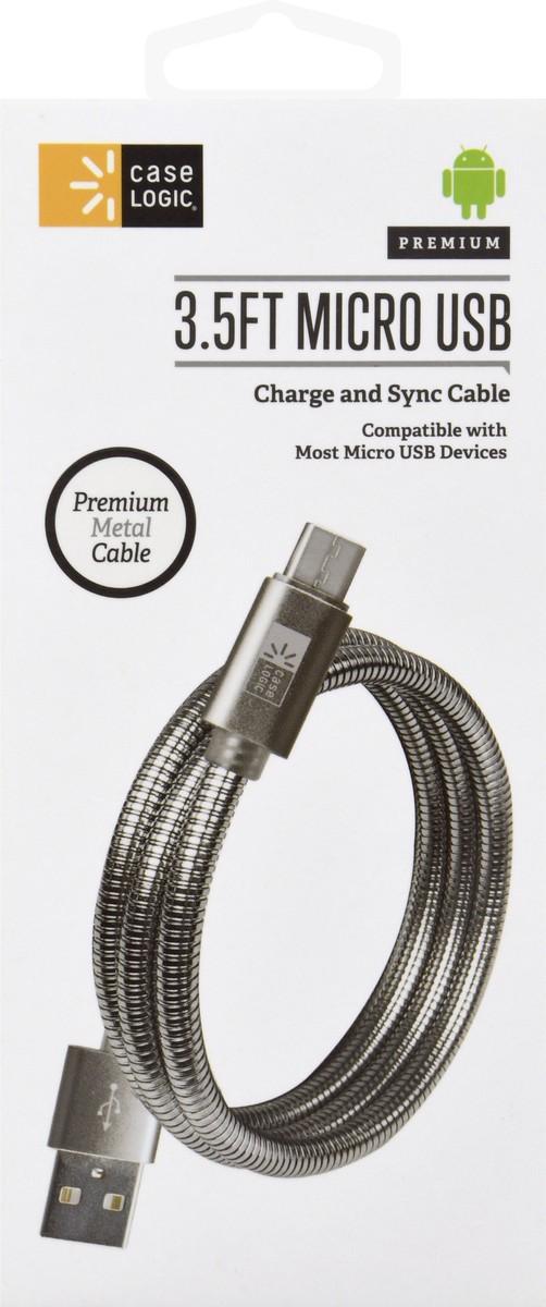 slide 5 of 10, Case Logic 3.5FT Micro USB Premium Metal Charge and Sync Cable 1 ea, 1 ea