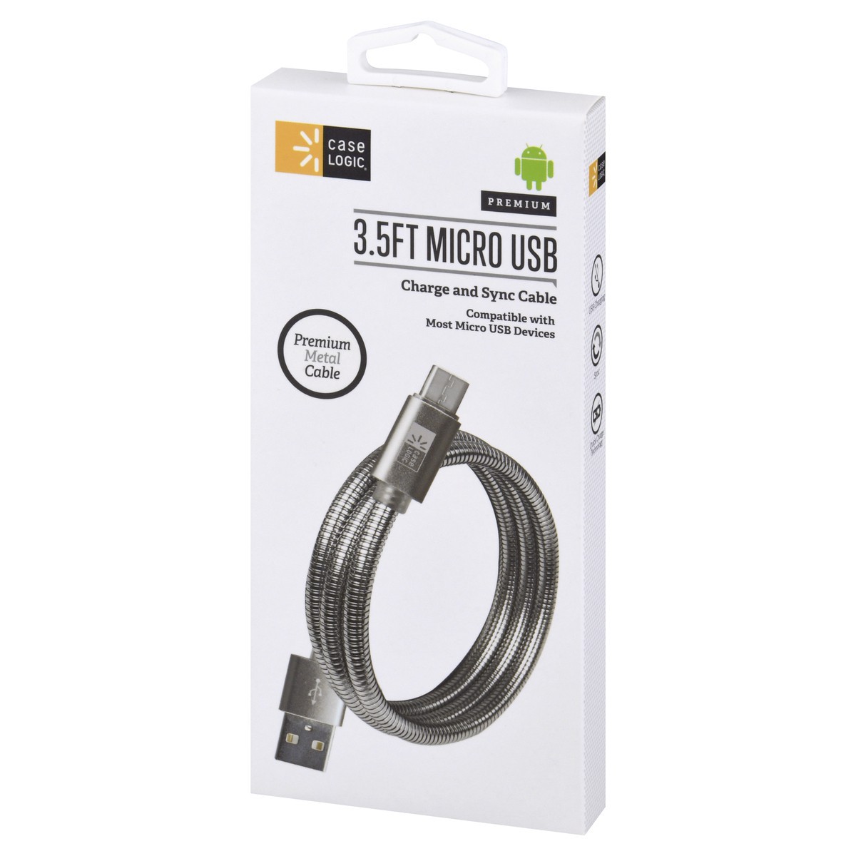 slide 9 of 10, Case Logic 3.5FT Micro USB Premium Metal Charge and Sync Cable 1 ea, 1 ea