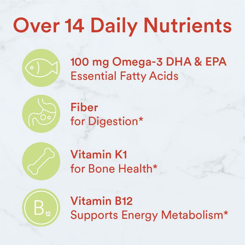 slide 6 of 10, SmartyPants Kids Multi + Fiber & Omega 3 Fish Oil Gummy Vitamins with D3, C & B12 - 90 ct, 12 x 90 ct