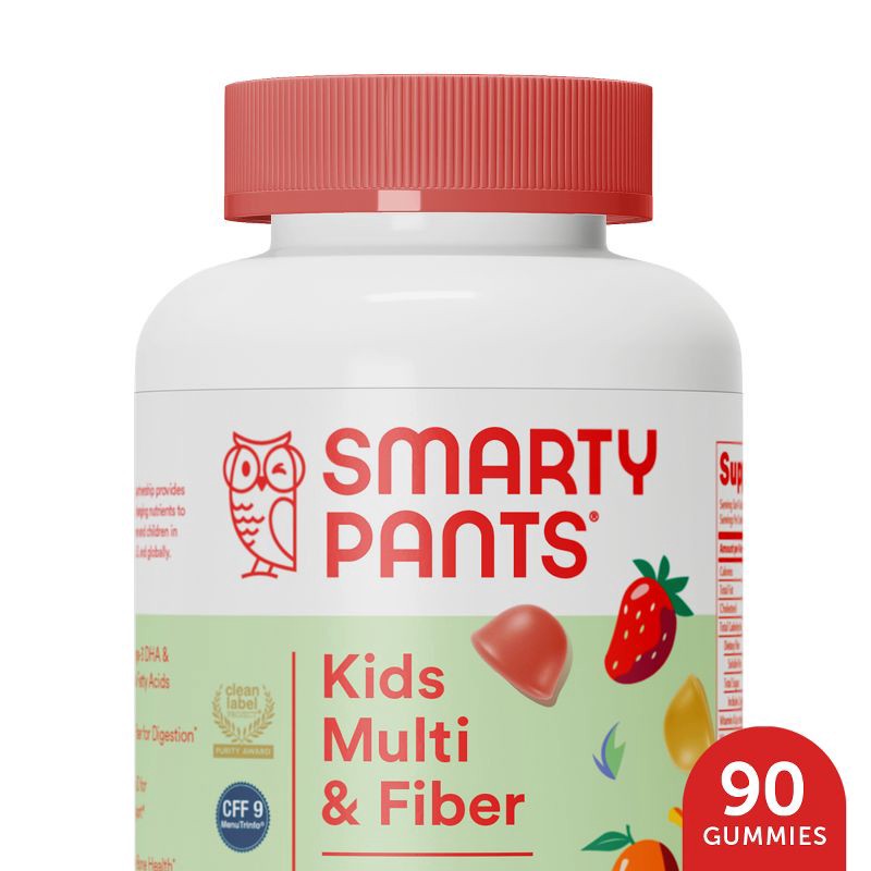 slide 1 of 10, SmartyPants Kids Multi + Fiber & Omega 3 Fish Oil Gummy Vitamins with D3, C & B12 - 90 ct, 12 x 90 ct