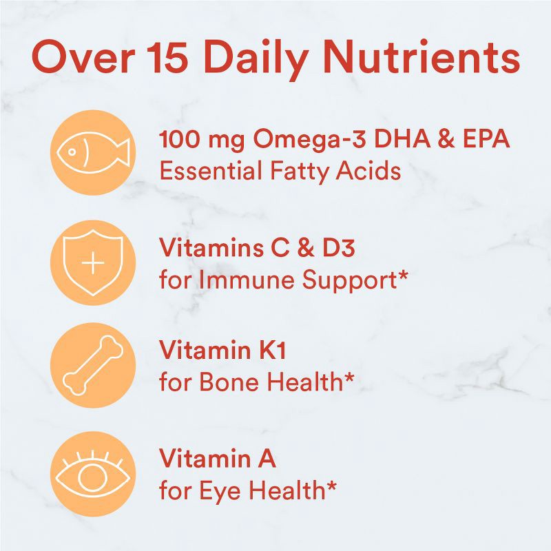 slide 9 of 13, SmartyPants Kids Multi & Omega 3 Fish Oil Gummy Vitamins with D3, C & B12 - 90 ct, 12 x 90 ct