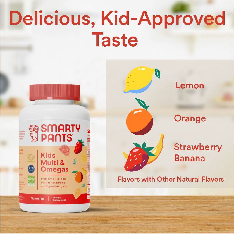 slide 10 of 13, SmartyPants Kids Multi & Omega 3 Fish Oil Gummy Vitamins with D3, C & B12 - 90 ct, 12 x 90 ct