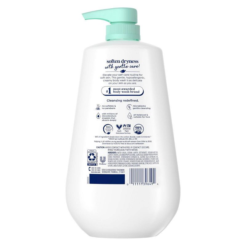 slide 2 of 10, Dove Beauty Sensitive Skin Body Wash Pump Gentle Hypoallergenic Formula 24hr Lotion-Soft Skin - 30.6 fl oz, 30.6 fl oz