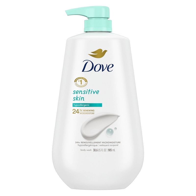 slide 2 of 10, Dove Beauty Sensitive Skin Hypoallergenic Body Wash Pump - 30.6 fl oz, 30.6 fl oz