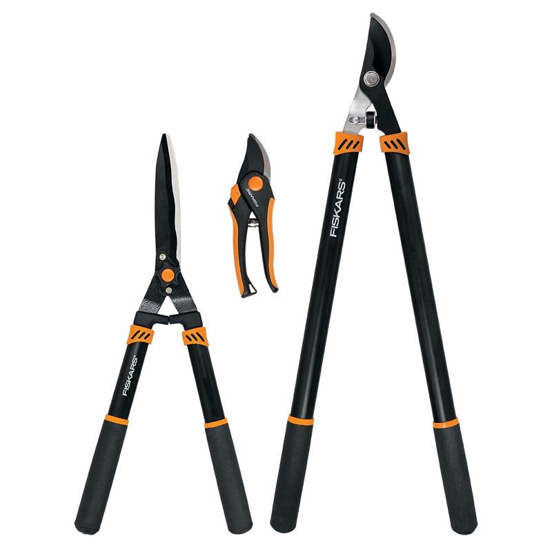 slide 1 of 11, Fiskars 3pc Tree & Shrub Care Set: Rust-Resistant Steel, Lifetime Limited Warranty, 3 ct