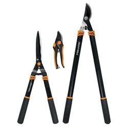 Fiskars 3pc Tree & Shrub Care Set: Rust-Resistant Steel, Lifetime Limited Warranty