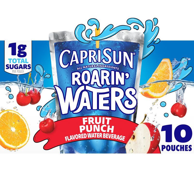 slide 1 of 13, Capri Sun Roaring Waters Fruit Punch Pack - 10pk/6 fl oz Pouches, 10 ct; 6 fl oz