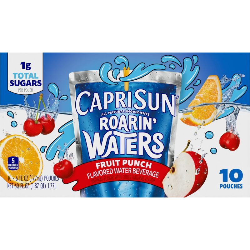 slide 9 of 13, Capri Sun Roaring Waters Fruit Punch Pack - 10pk/6 fl oz Pouches, 10 ct; 6 fl oz