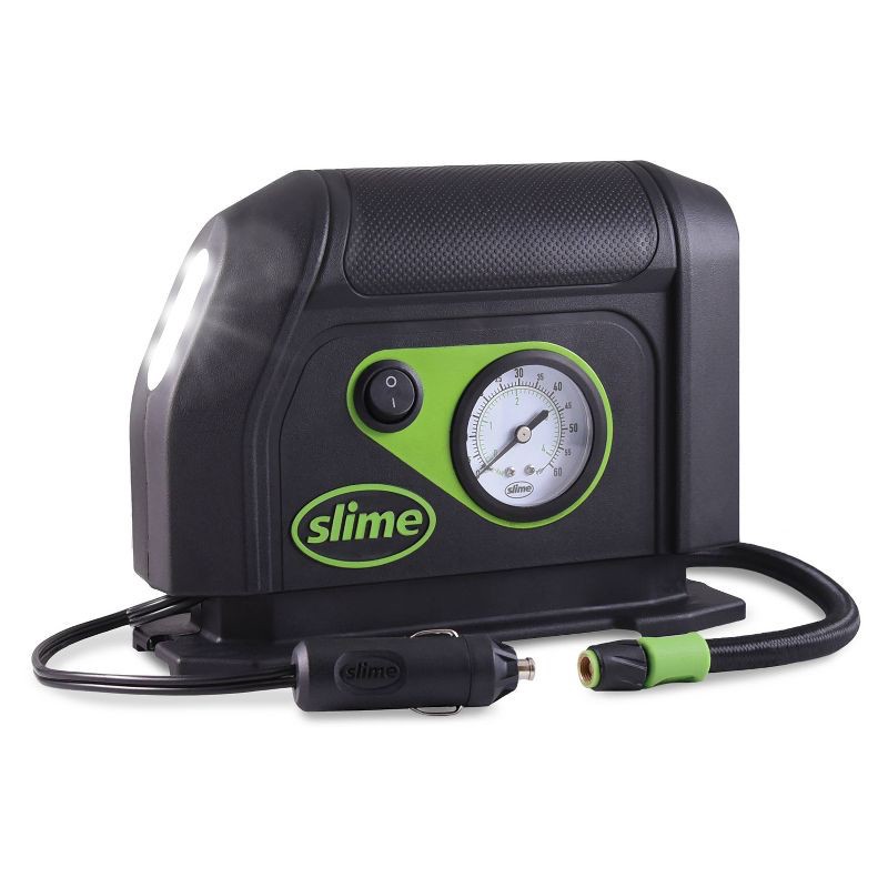 slide 2 of 7, Slime 12V Tire Inflator with Dial: Portable Automotive Car Accessory, Black, 1 Year Warranty, 1 ct