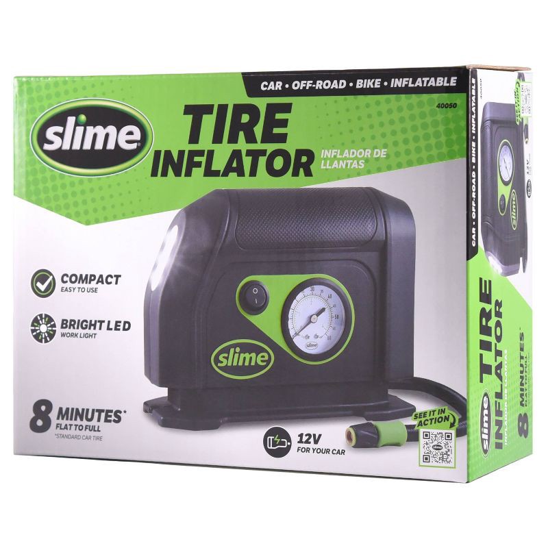 slide 1 of 7, Slime 12V Tire Inflator with Dial: Portable Automotive Car Accessory, Black, 1 Year Warranty, 1 ct