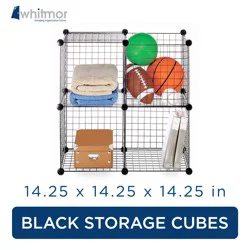 Whitmor 4 Interlocking Storage Cubes - Black