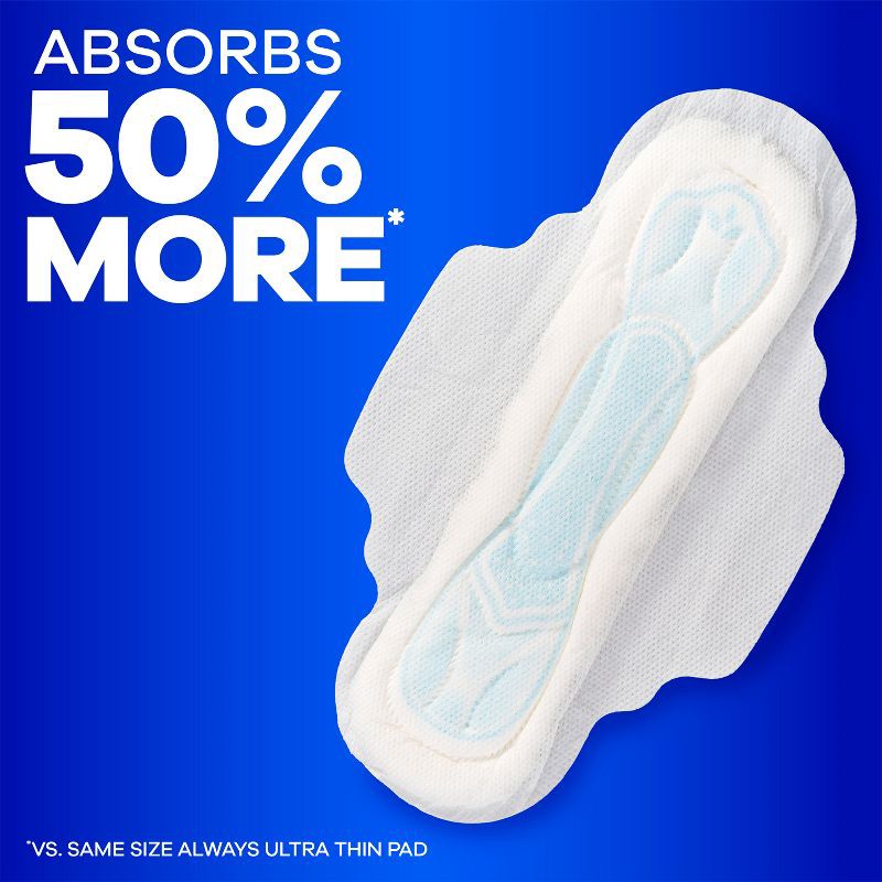 slide 5 of 10, Always Maxi Pads Long Super Absorbency Unscented with Wings - Size 2 - 42ct, 2 pk; 42 ct