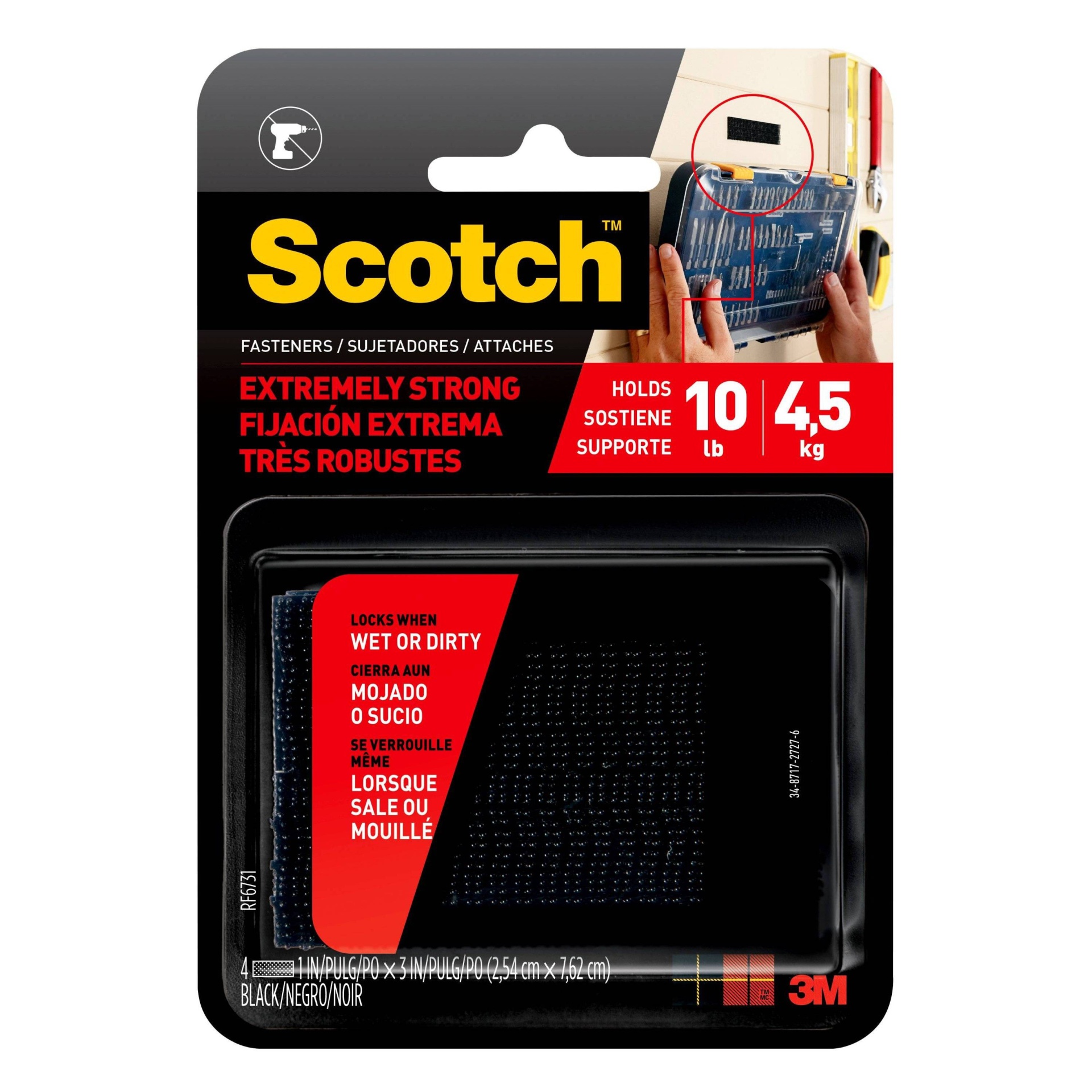 slide 1 of 17, Scotch 1" x 3" Extreme Fasteners Black, 1 ct