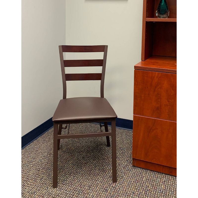 slide 3 of 3, Peakform Wood Ladder Back Padded Folding Chair Brown, 1 ct
