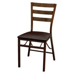 Peakform Wood Ladder Back Padded Folding Chair Brown