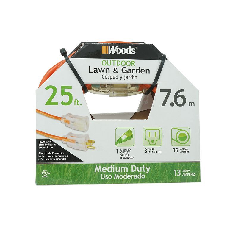 slide 1 of 4, Woods 25' Extension Cord, 1 ct
