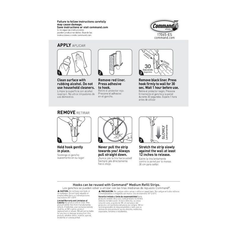 slide 10 of 11, Command Damage-Free Hanging Medium Wire Hooks with Adhesive Strips for Christmas Lights and Holiday Decoration, 7 ct, 2 lb