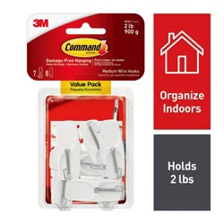 Command Damage-Free Hanging Medium Wire Hooks with Adhesive Strips for Christmas Lights and Holiday Decoration