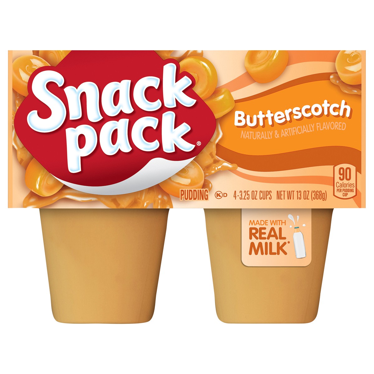 slide 1 of 5, Snack Pack Butterscotch Pudding, 3.25 oz Pudding Cups, 4 Count, 12 Pack, 4 ct